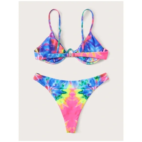 CLEARANCE Tie Dye Underwire High Cut Bikini Swimsuit - Picture 3 of 7